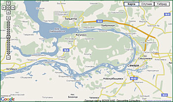 Google. Интерактивная карта самарской области